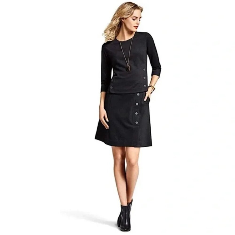 CAbi Black Utility Ponte A-Line Mini Skirt Style 3218 Size 8
